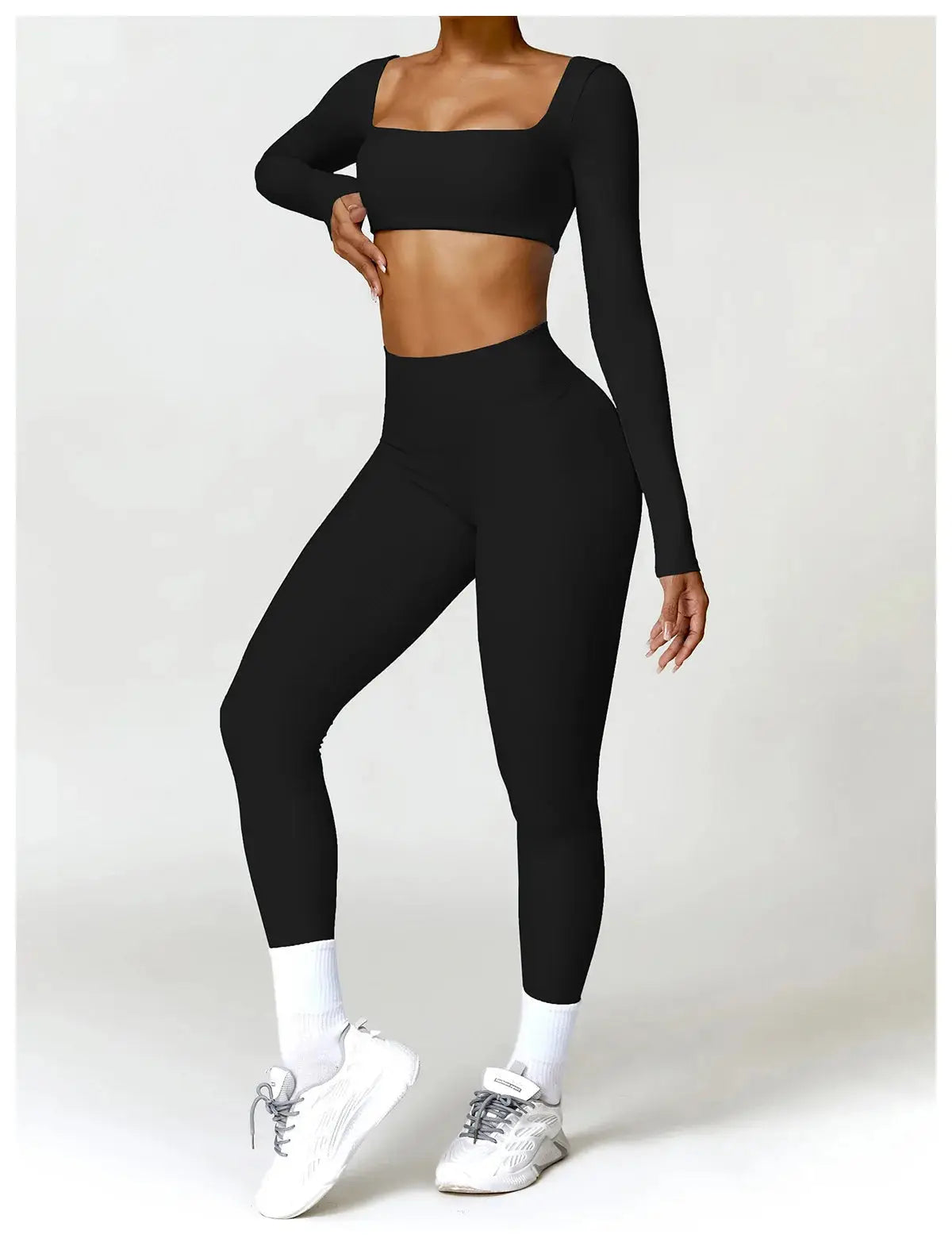 Ctenkevet Long sleeve Shirt Sports Set Women Fitness Yoga Suit Crop Top High Waist Gym Set Women Quick-Dry 2Pcs Yoga Clothes dermacollagene.com