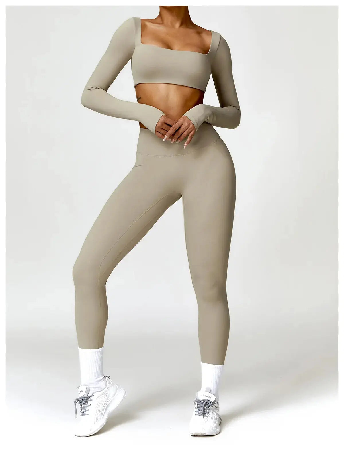 Ctenkevet Long sleeve Shirt Sports Set Women Fitness Yoga Suit Crop Top High Waist Gym Set Women Quick-Dry 2Pcs Yoga Clothes dermacollagene.com