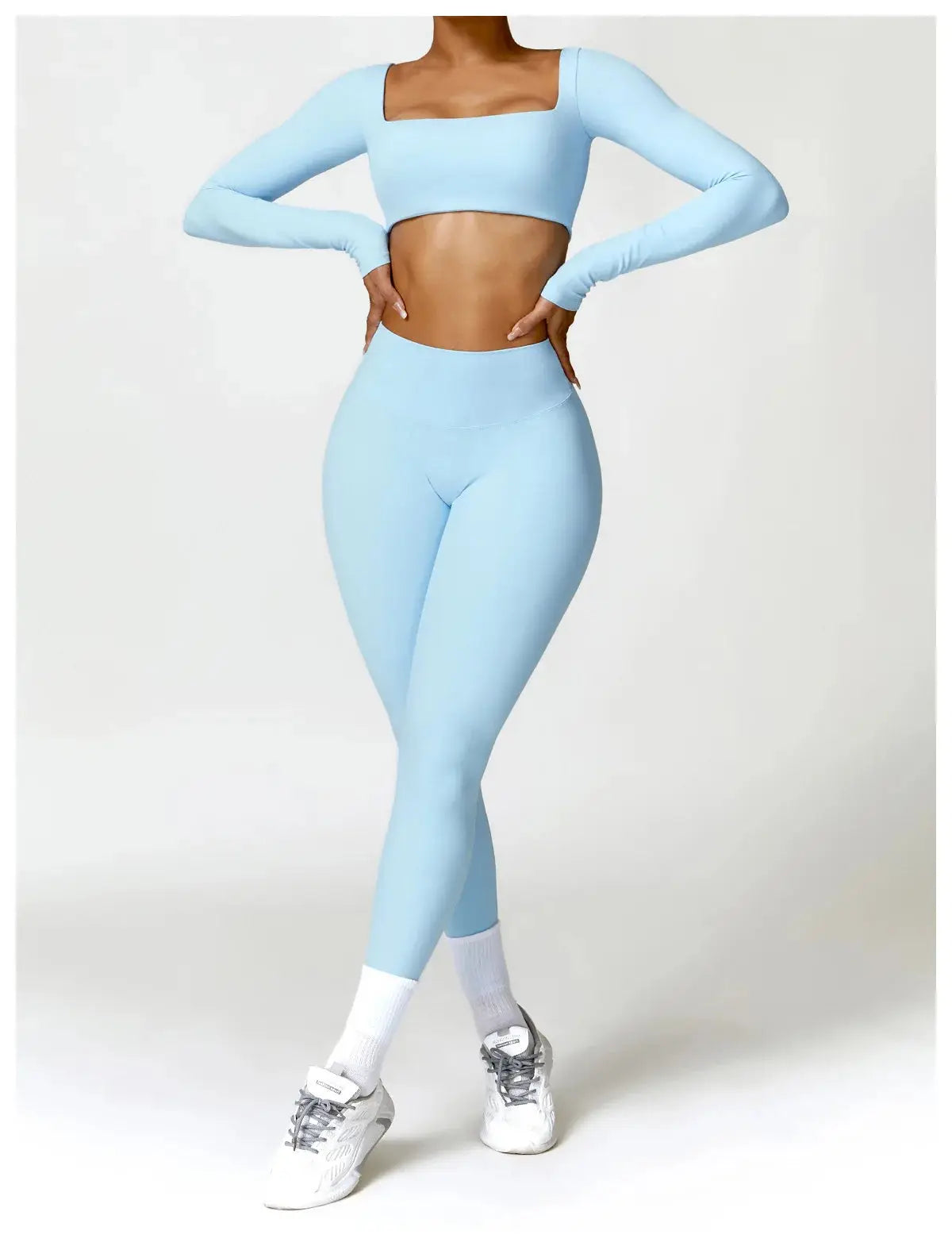 Ctenkevet Long sleeve Shirt Sports Set Women Fitness Yoga Suit Crop Top High Waist Gym Set Women Quick-Dry 2Pcs Yoga Clothes dermacollagene.com