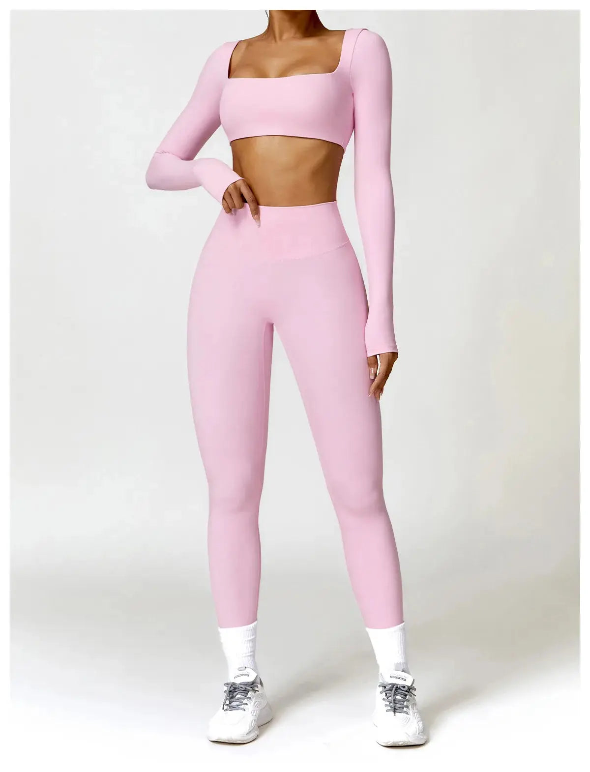 Ctenkevet Long sleeve Shirt Sports Set Women Fitness Yoga Suit Crop Top High Waist Gym Set Women Quick-Dry 2Pcs Yoga Clothes dermacollagene.com