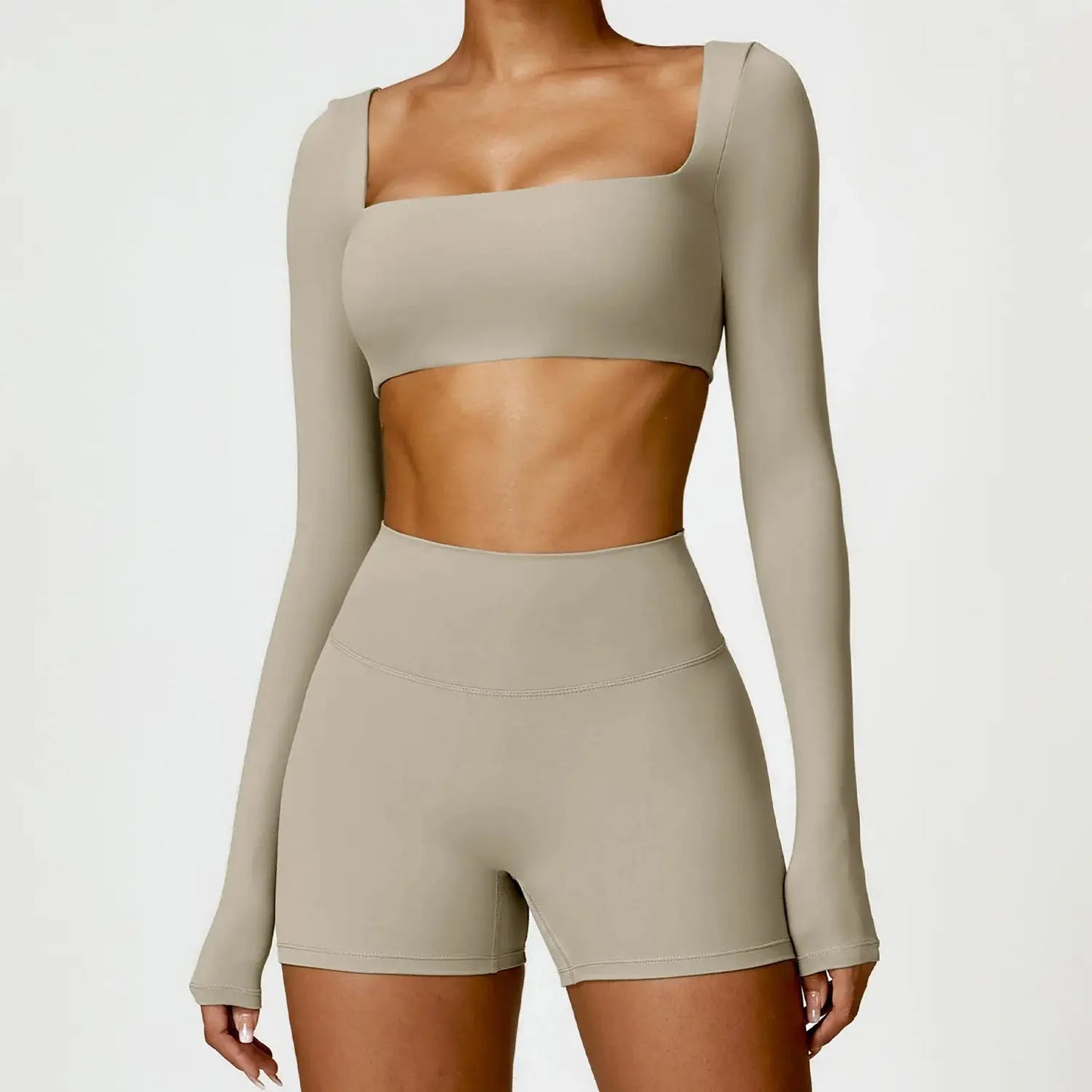Ctenkevet Long sleeve Shirt Sports Set Women Fitness Yoga Suit Crop Top High Waist Gym Set Women Quick-Dry 2Pcs Yoga Clothes dermacollagene.com