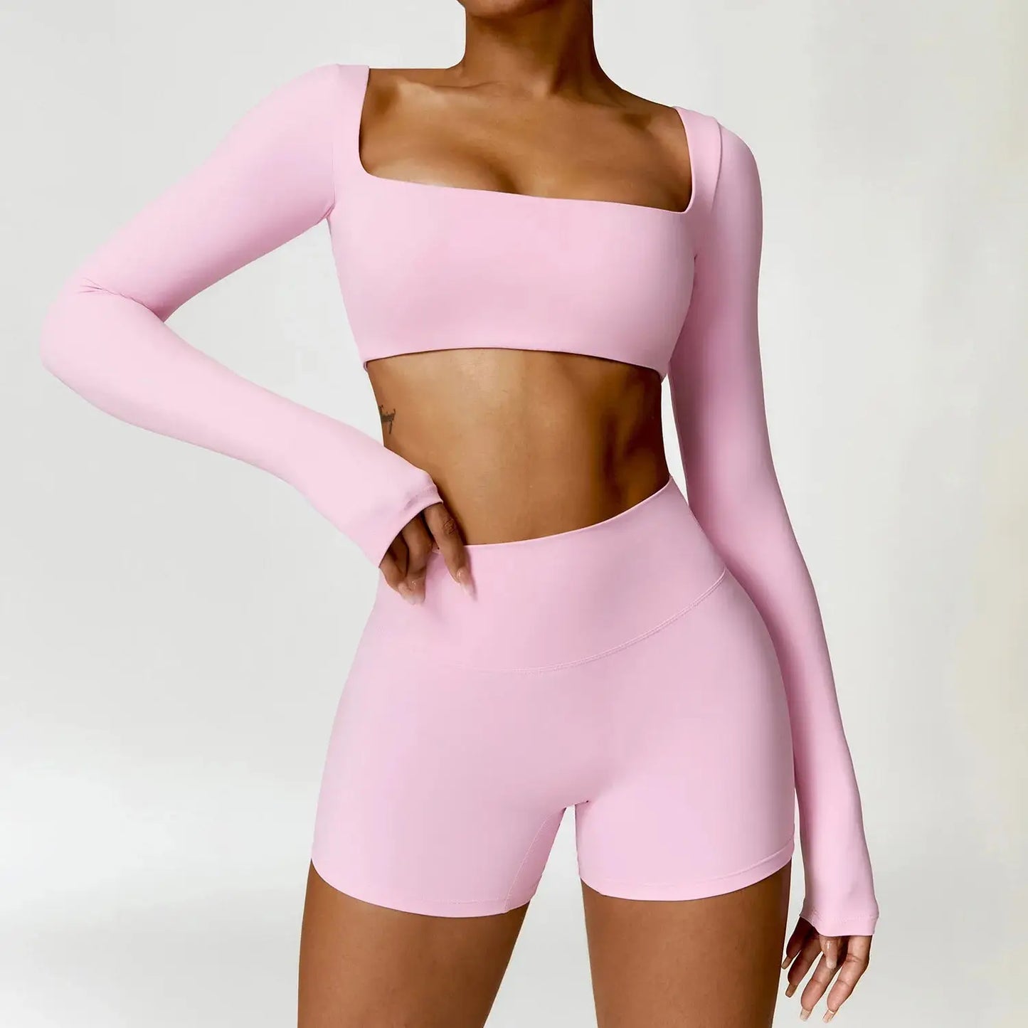 Ctenkevet Long sleeve Shirt Sports Set Women Fitness Yoga Suit Crop Top High Waist Gym Set Women Quick-Dry 2Pcs Yoga Clothes dermacollagene.com