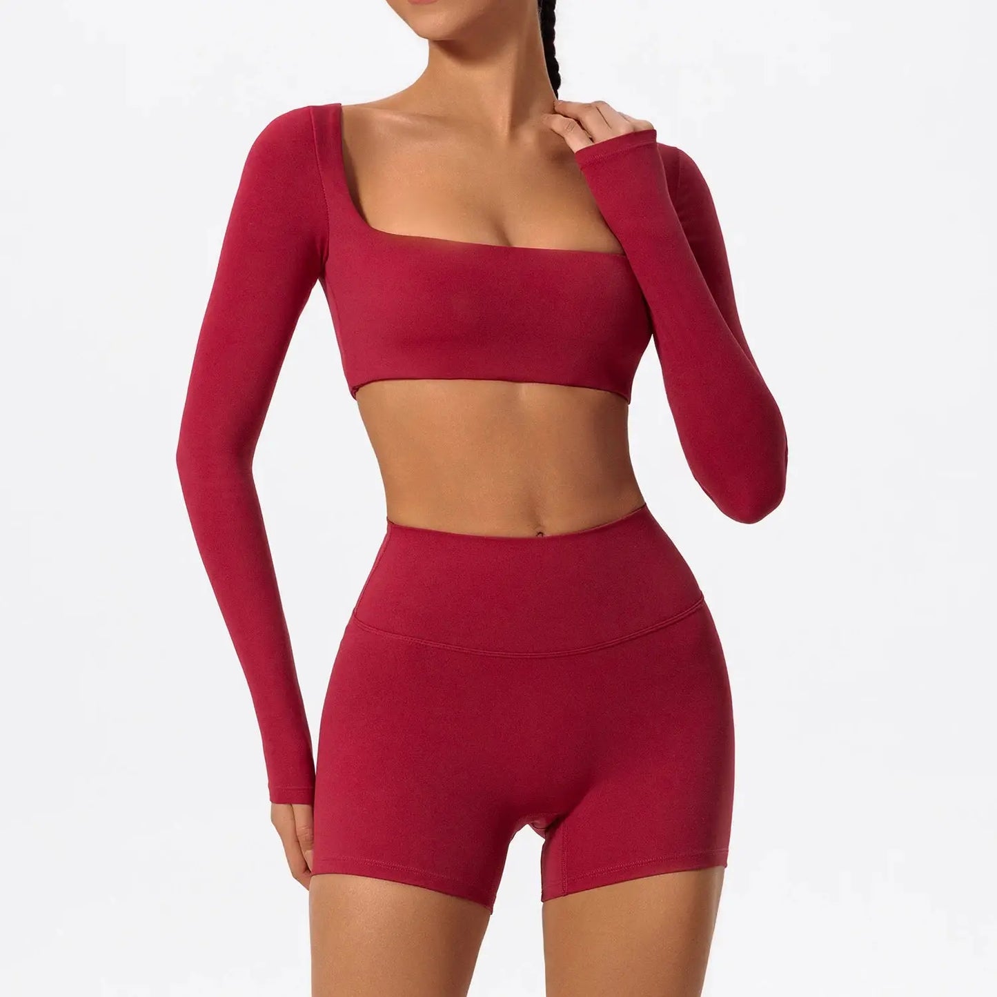 Ctenkevet Long sleeve Shirt Sports Set Women Fitness Yoga Suit Crop Top High Waist Gym Set Women Quick-Dry 2Pcs Yoga Clothes dermacollagene.com
