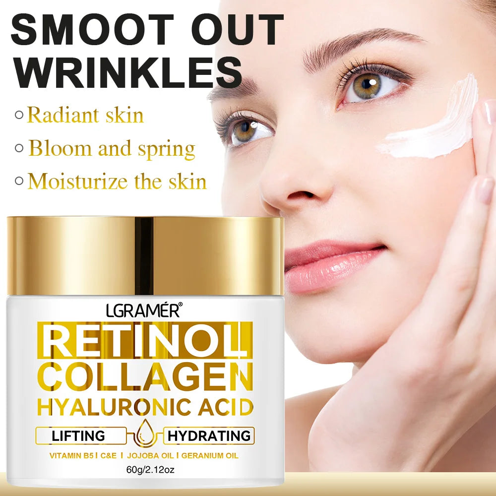 Retinol Face Cream Moisturizing Wrinkle Remover Collagen Hyaluronic Acid Creams Skin Care Cosmetic for Women&Men dermacollagene.com