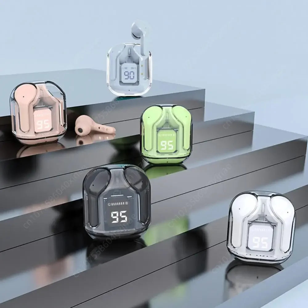 Bluetooth-Compatible Noise Canceling Translucent Earphones with Digital Display Charging Case Small Ear Buds for Sports Working dermacollagene.com
