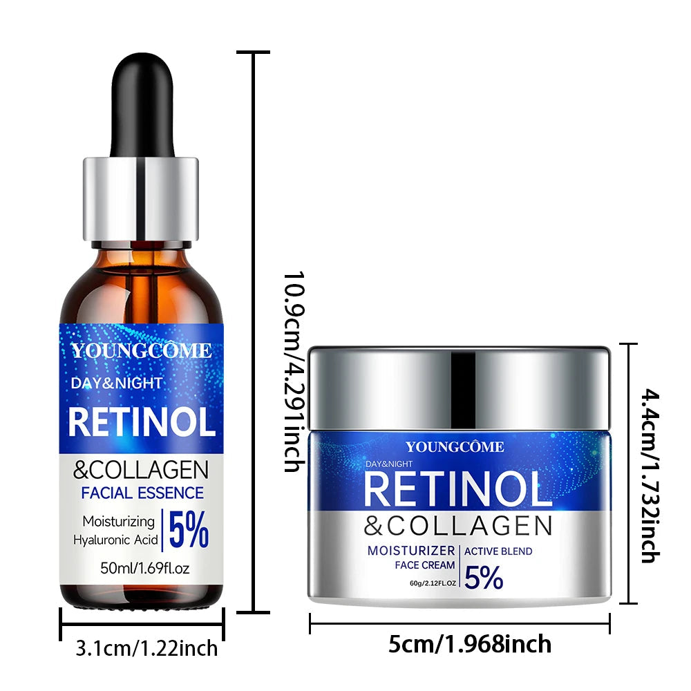 Retinol Cream Serum Combo Set Locks In Moisture Repairs Skin Smoothes Wrinkles Increases Elasticity For Younger Healthier Skin dermacollagene.com