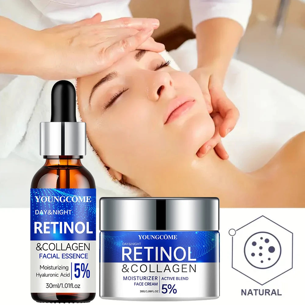 Retinol Cream Serum Combo Set Locks In Moisture Repairs Skin Smoothes Wrinkles Increases Elasticity For Younger Healthier Skin dermacollagene.com