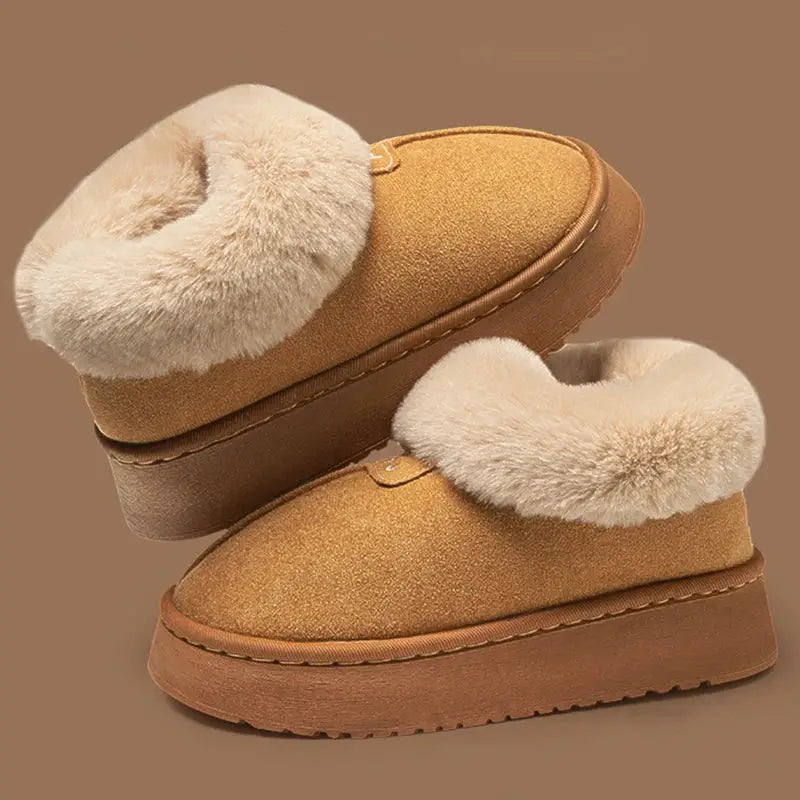Thicked Plush Faux Fur Ankle Boots for Women Winter Thick Bottom Non-slip Cotton Boots Woman Comfort Slip-on Warm Short Botas dermacollagene.com