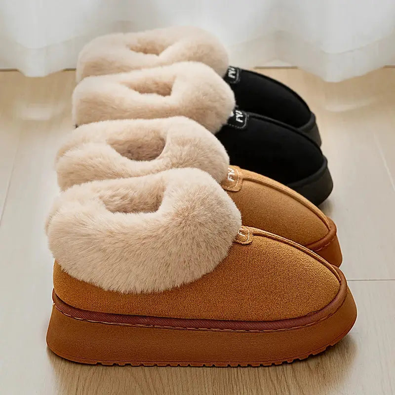 Thicked Plush Faux Fur Ankle Boots for Women Winter Thick Bottom Non-slip Cotton Boots Woman Comfort Slip-on Warm Short Botas dermacollagene.com