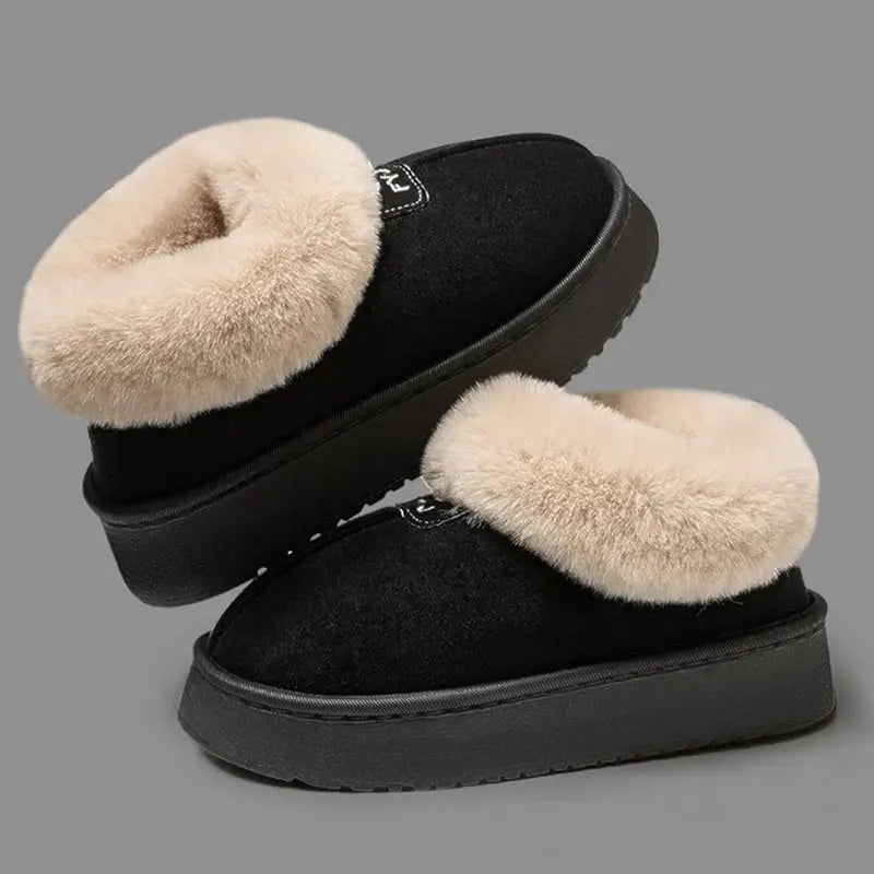 Thicked Plush Faux Fur Ankle Boots for Women Winter Thick Bottom Non-slip Cotton Boots Woman Comfort Slip-on Warm Short Botas dermacollagene.com