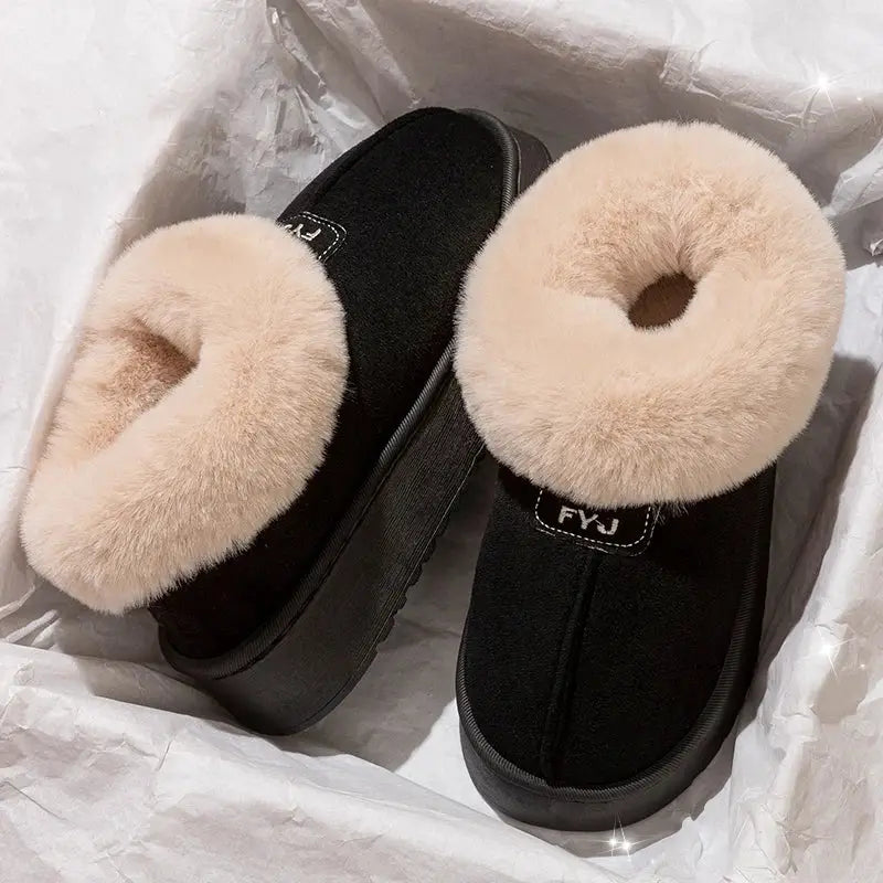 Thicked Plush Faux Fur Ankle Boots for Women Winter Thick Bottom Non-slip Cotton Boots Woman Comfort Slip-on Warm Short Botas dermacollagene.com