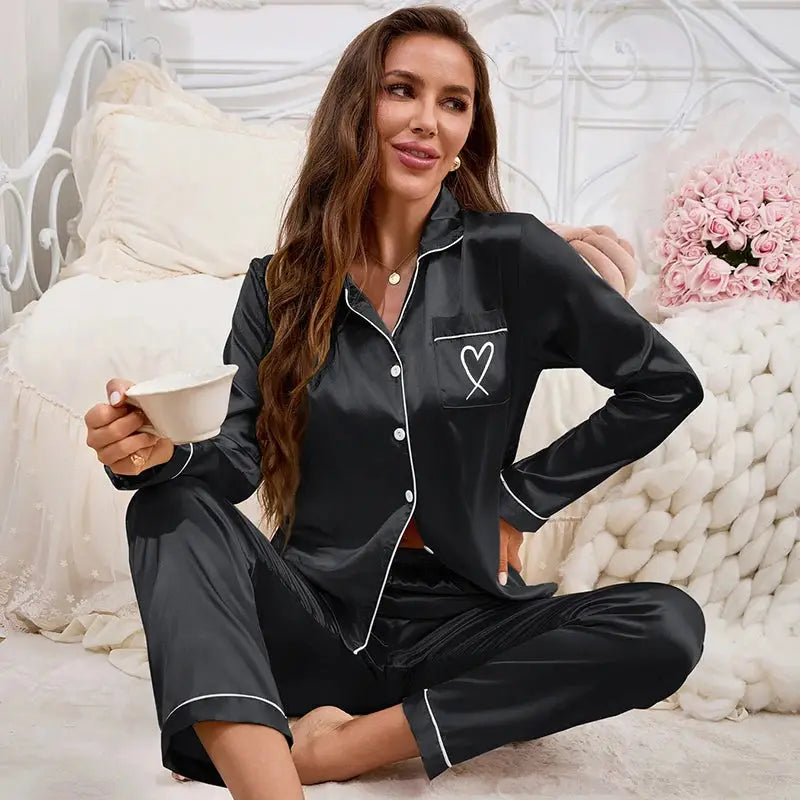 Women Pajama Set Embroidery Long Sleeve Tops with Long Pants 2 Piece Set Pj Victorian Pajama Style Sleepwear Pijama Loungewear dermacollagene.com