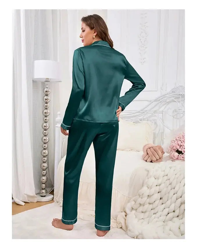 Women Pajama Set Embroidery Long Sleeve Tops with Long Pants 2 Piece Set Pj Victorian Pajama Style Sleepwear Pijama Loungewear dermacollagene.com