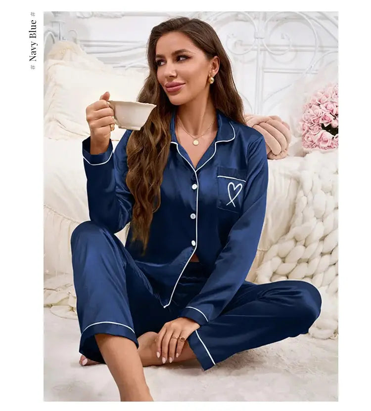 Women Pajama Set Embroidery Long Sleeve Tops with Long Pants 2 Piece Set Pj Victorian Pajama Style Sleepwear Pijama Loungewear dermacollagene.com