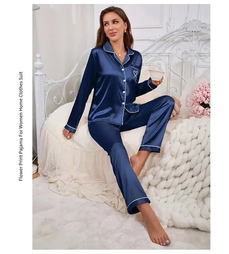 Women Pajama Set Embroidery Long Sleeve Tops with Long Pants 2 Piece Set Pj Victorian Pajama Style Sleepwear Pijama Loungewear dermacollagene.com