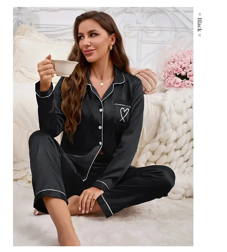 Women Pajama Set Embroidery Long Sleeve Tops with Long Pants 2 Piece Set Pj Victorian Pajama Style Sleepwear Pijama Loungewear dermacollagene.com