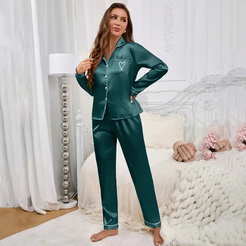 Women Pajama Set Embroidery Long Sleeve Tops with Long Pants 2 Piece Set Pj Victorian Pajama Style Sleepwear Pijama Loungewear dermacollagene.com