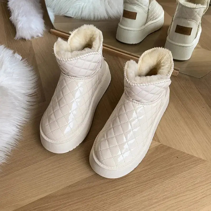 Women's snow boots, winter warm plush boots, women's flat shoes, winter casual shoes, women's ankle boots dermacollagene.com