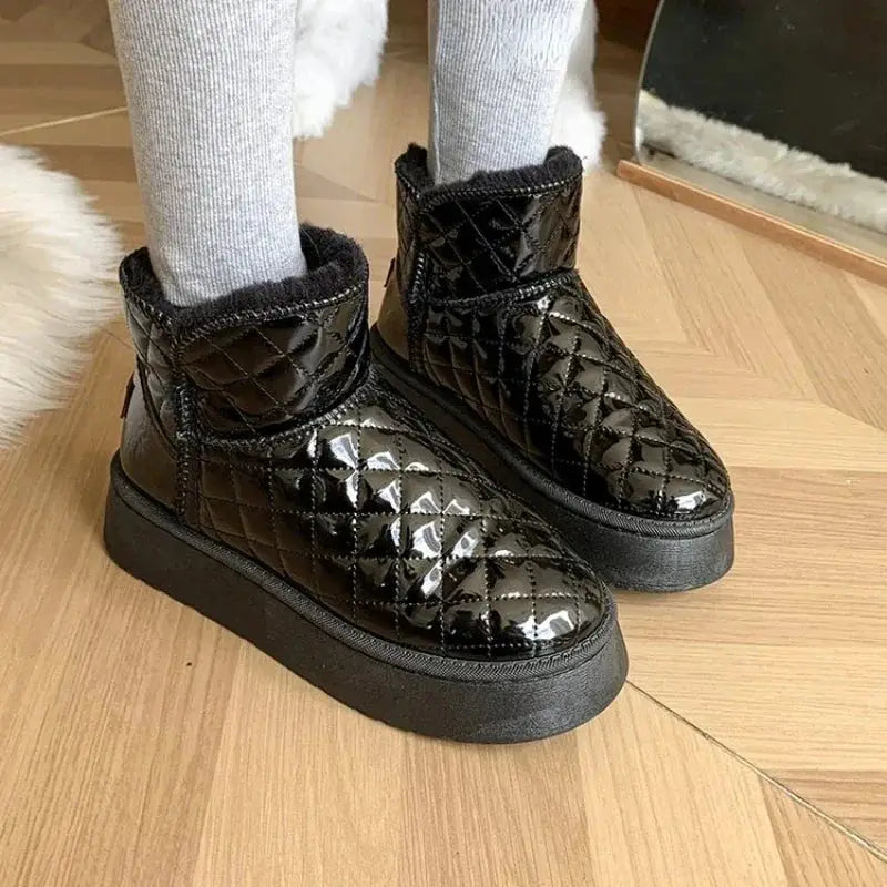 Women's snow boots, winter warm plush boots, women's flat shoes, winter casual shoes, women's ankle boots dermacollagene.com