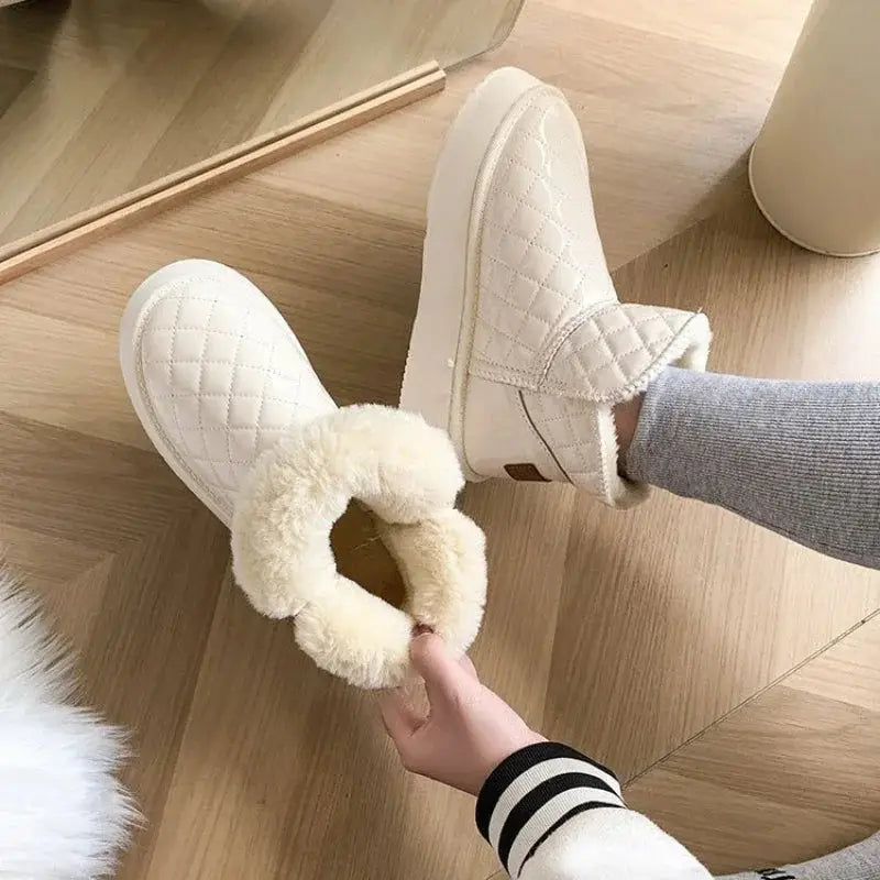 Women's snow boots, winter warm plush boots, women's flat shoes, winter casual shoes, women's ankle boots dermacollagene.com