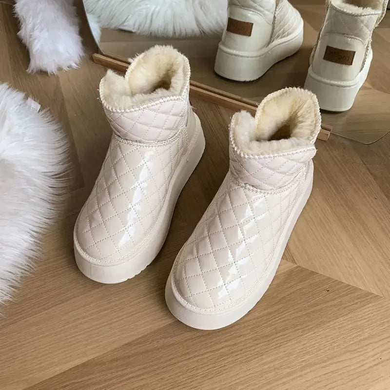 Women's snow boots, winter warm plush boots, women's flat shoes, winter casual shoes, women's ankle boots dermacollagene.com