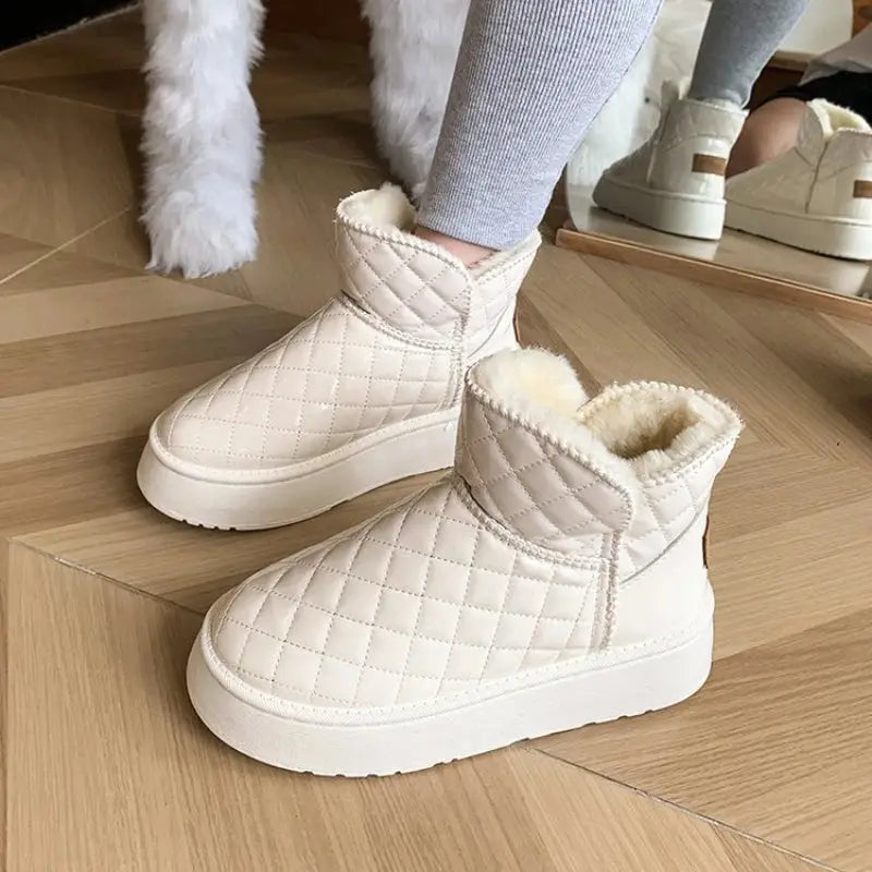 Women's snow boots, winter warm plush boots, women's flat shoes, winter casual shoes, women's ankle boots dermacollagene.com