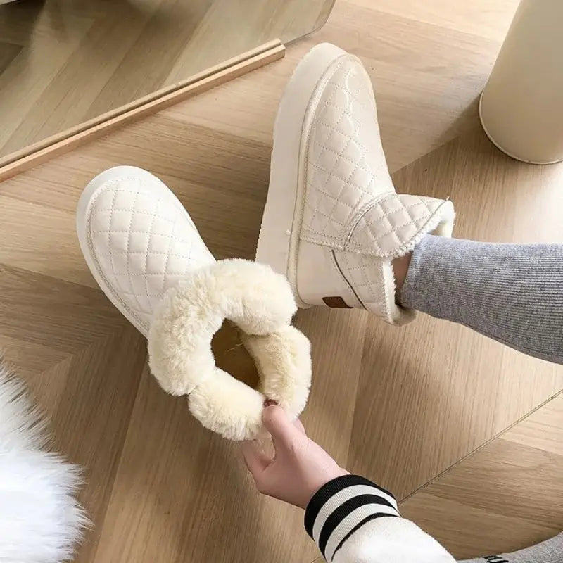 Women's snow boots, winter warm plush boots, women's flat shoes, winter casual shoes, women's ankle boots dermacollagene.com