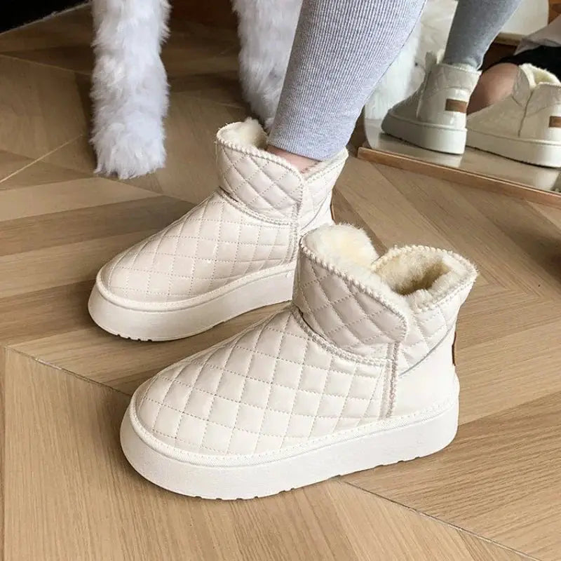Women's snow boots, winter warm plush boots, women's flat shoes, winter casual shoes, women's ankle boots dermacollagene.com