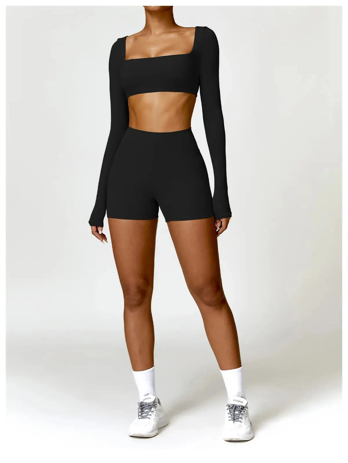Hearuisavy 2PCS Long Sleeve Gym Set Women Yoga Clothes Quick-Drying Sportswear Running Leggings Workout Sports Crop Top Women dermacollagene.com