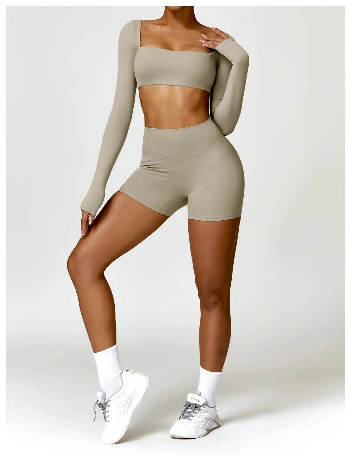 Hearuisavy 2PCS Long Sleeve Gym Set Women Yoga Clothes Quick-Drying Sportswear Running Leggings Workout Sports Crop Top Women dermacollagene.com