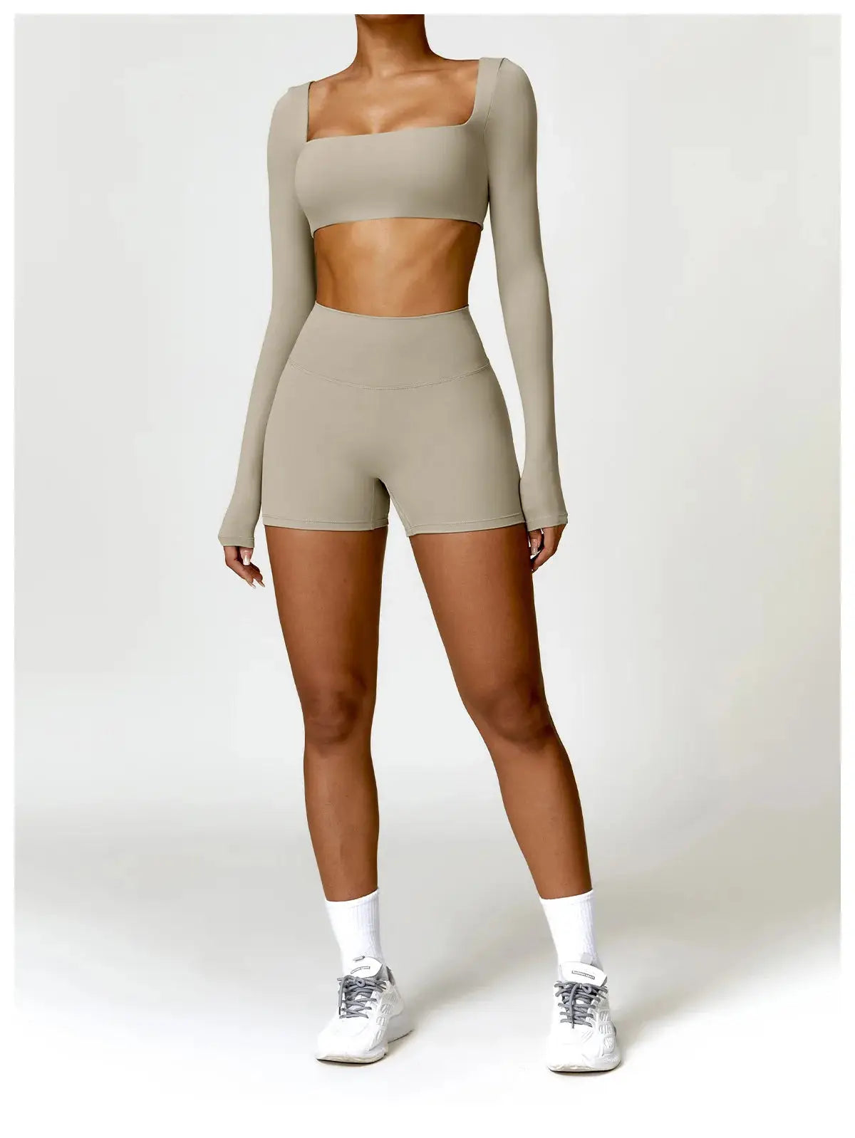 Hearuisavy 2PCS Long Sleeve Gym Set Women Yoga Clothes Quick-Drying Sportswear Running Leggings Workout Sports Crop Top Women dermacollagene.com