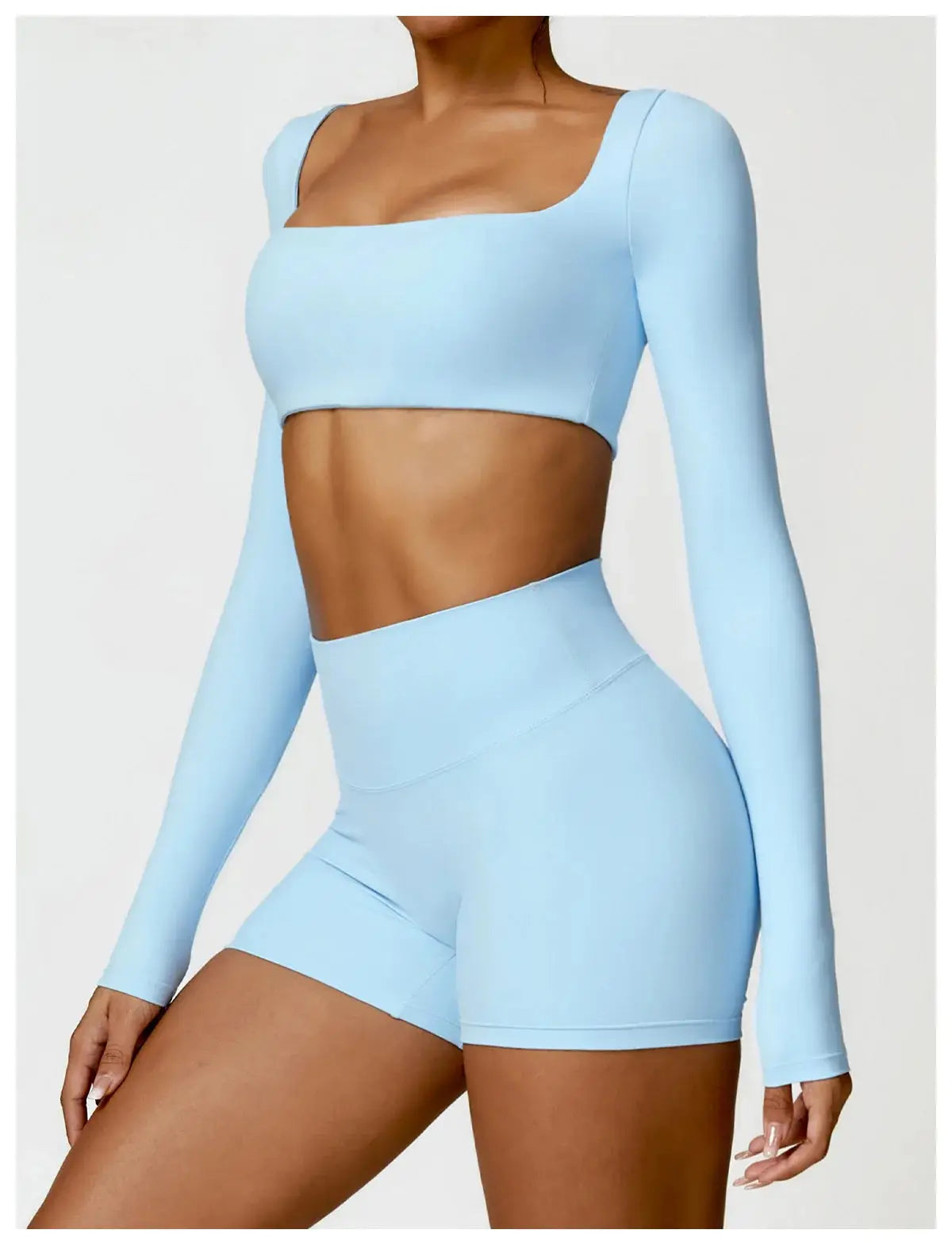 Hearuisavy 2PCS Long Sleeve Gym Set Women Yoga Clothes Quick-Drying Sportswear Running Leggings Workout Sports Crop Top Women dermacollagene.com