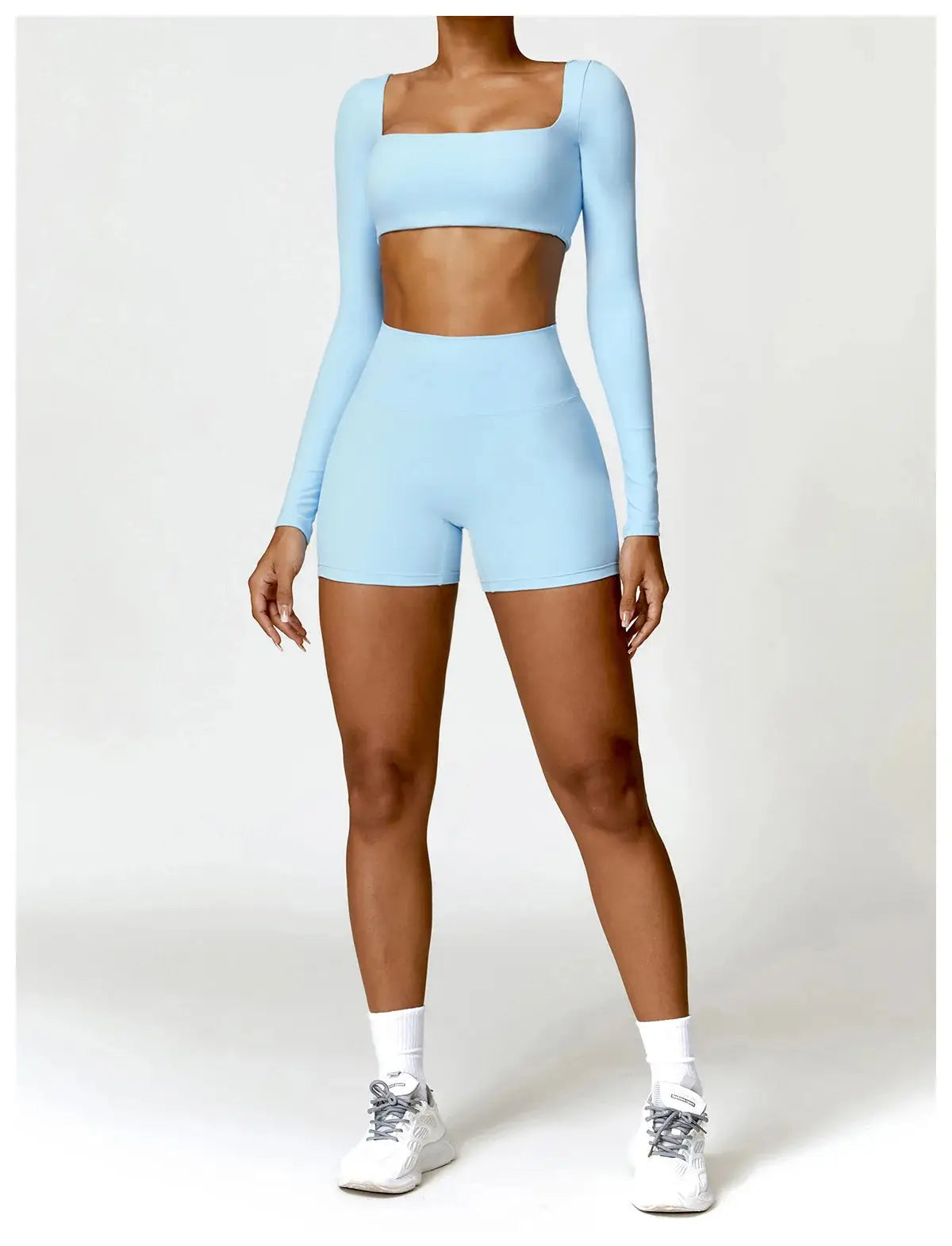 Hearuisavy 2PCS Long Sleeve Gym Set Women Yoga Clothes Quick-Drying Sportswear Running Leggings Workout Sports Crop Top Women dermacollagene.com