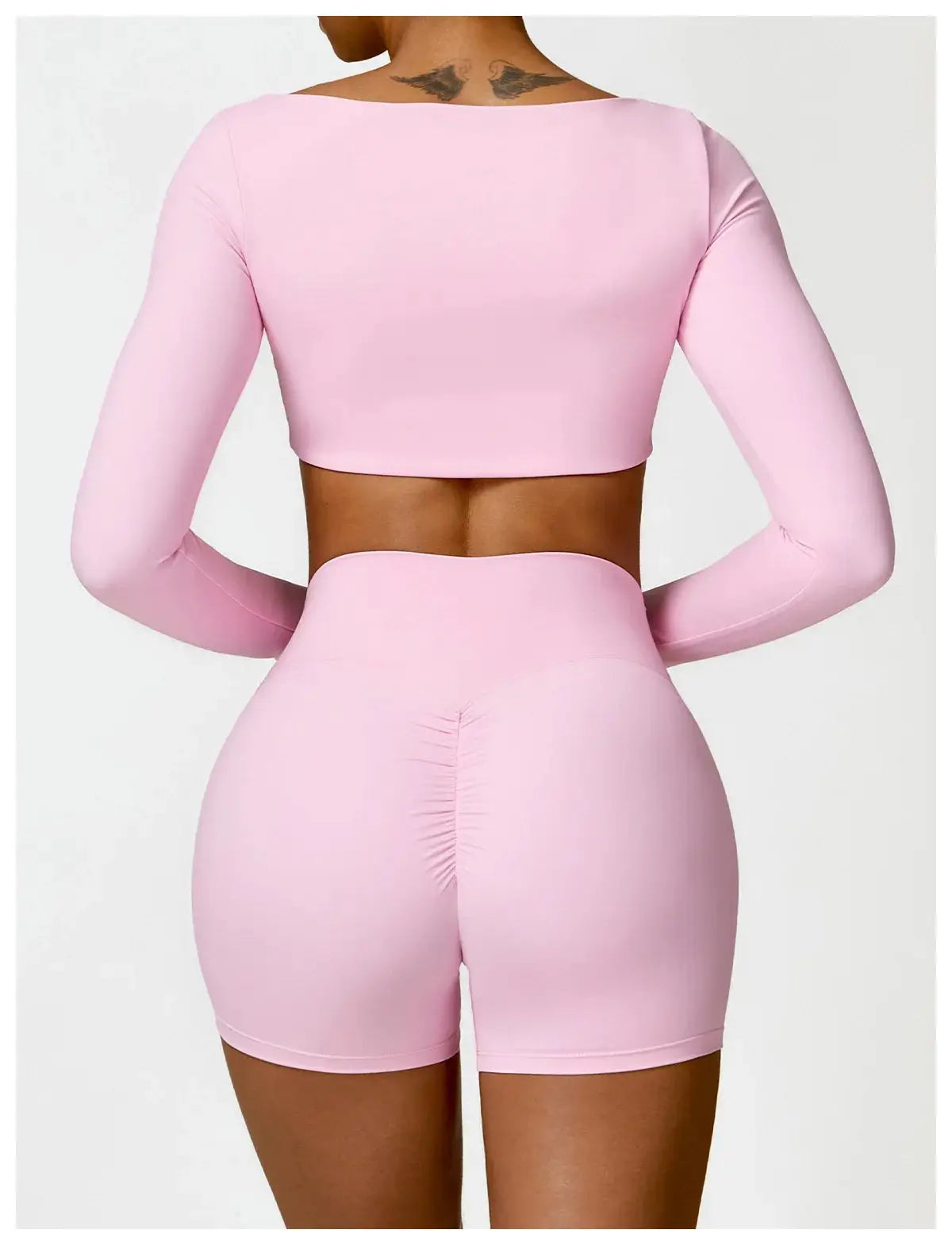 Hearuisavy 2PCS Long Sleeve Gym Set Women Yoga Clothes Quick-Drying Sportswear Running Leggings Workout Sports Crop Top Women dermacollagene.com