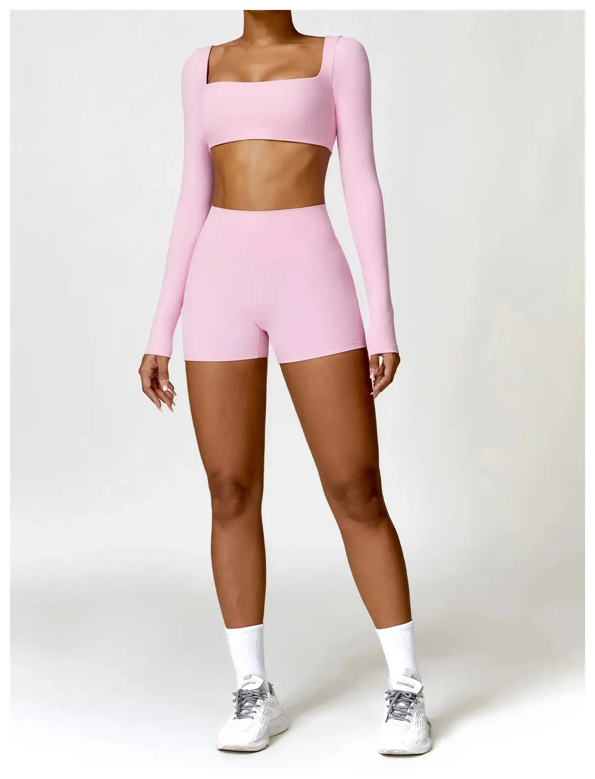 Hearuisavy 2PCS Long Sleeve Gym Set Women Yoga Clothes Quick-Drying Sportswear Running Leggings Workout Sports Crop Top Women dermacollagene.com