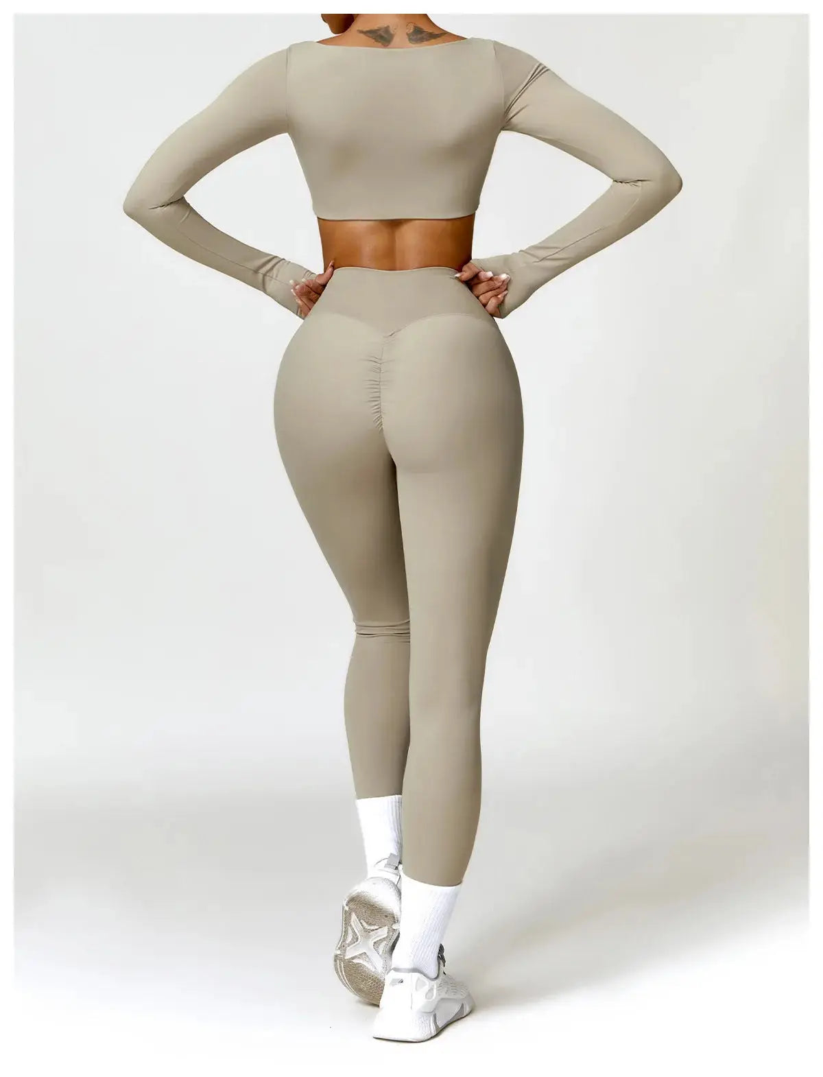 Hearuisavy 2PCS Long Sleeve Gym Set Women Yoga Clothes Quick-Drying Sportswear Running Leggings Workout Sports Crop Top Women dermacollagene.com