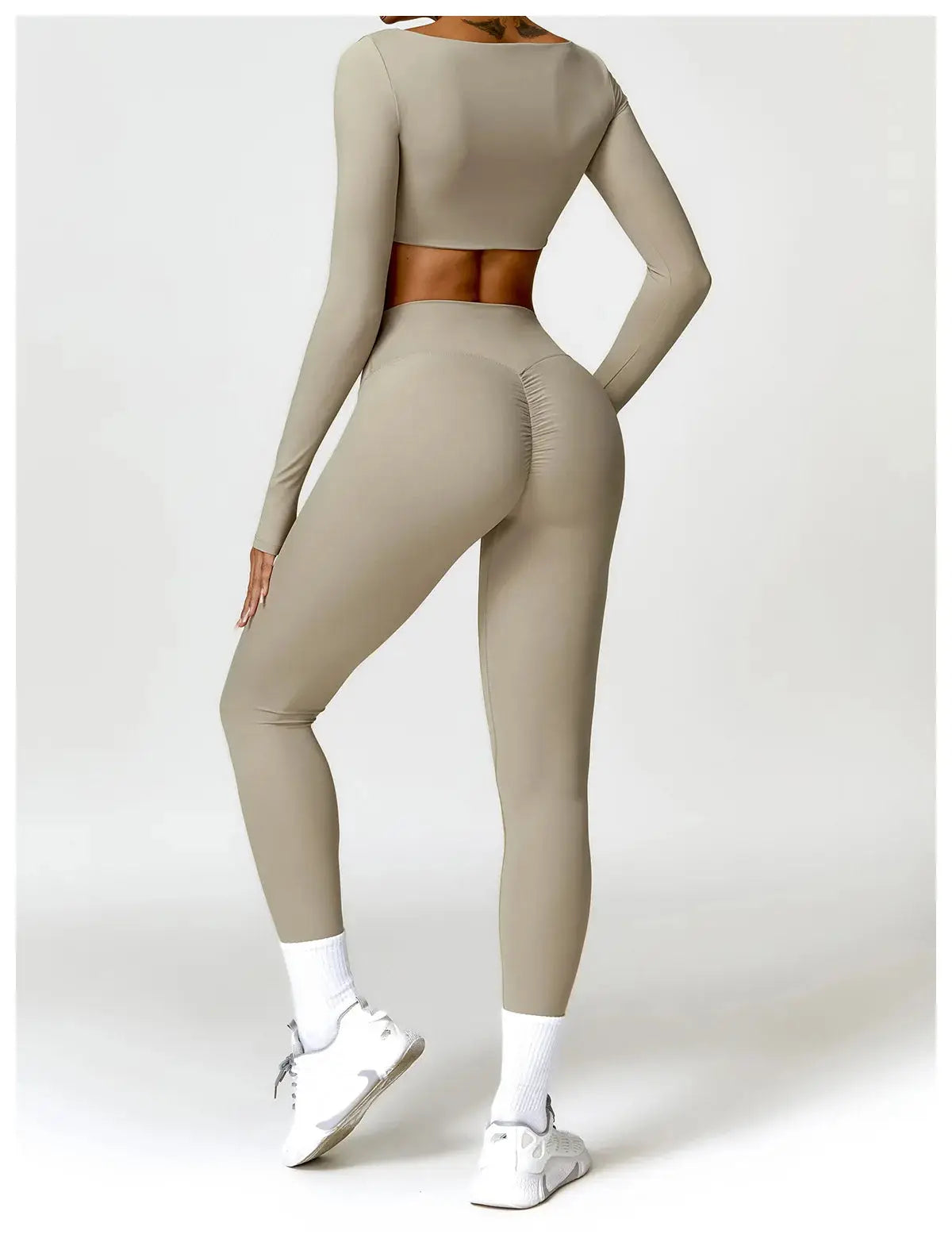 Hearuisavy 2PCS Long Sleeve Gym Set Women Yoga Clothes Quick-Drying Sportswear Running Leggings Workout Sports Crop Top Women dermacollagene.com