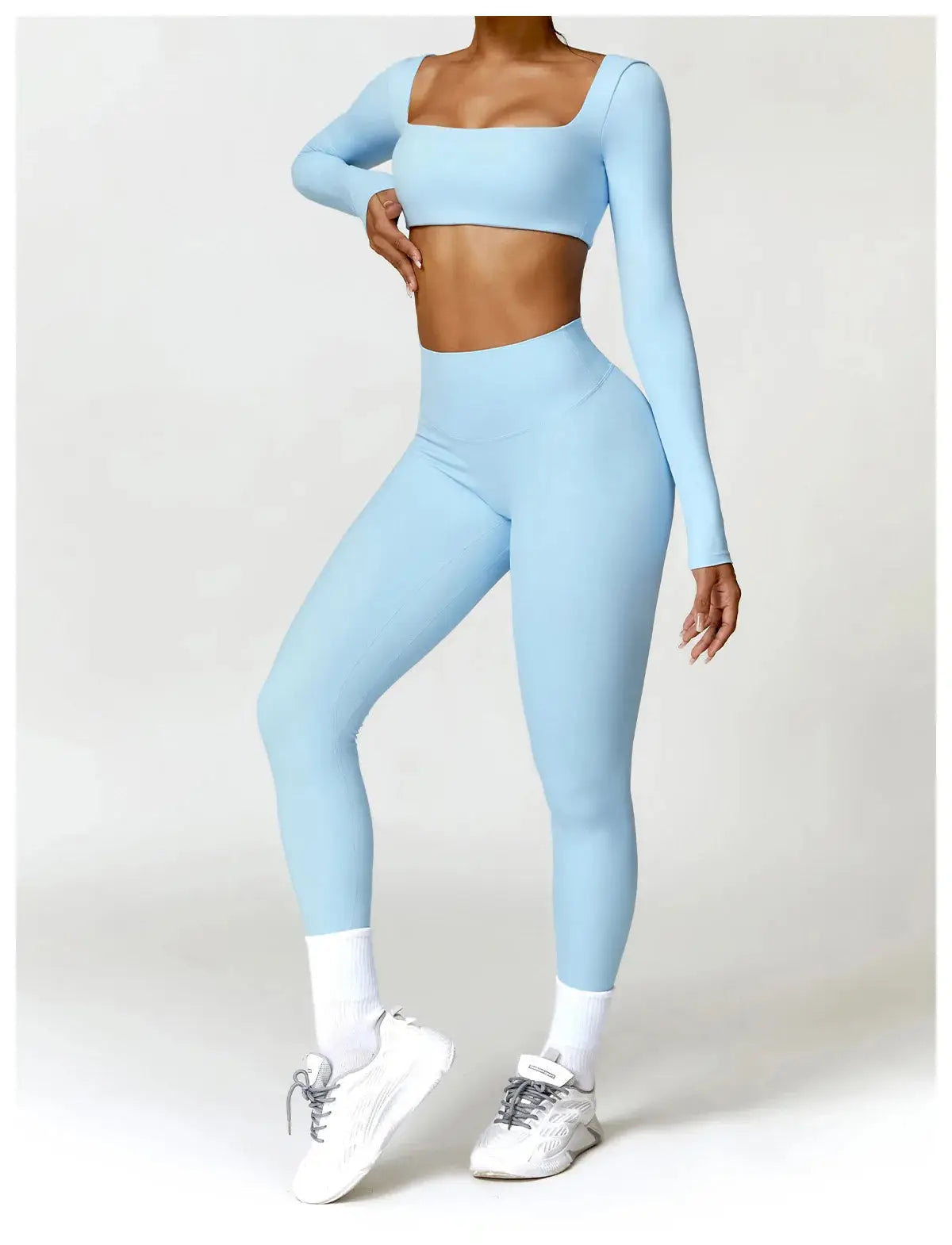 Hearuisavy 2PCS Long Sleeve Gym Set Women Yoga Clothes Quick-Drying Sportswear Running Leggings Workout Sports Crop Top Women dermacollagene.com
