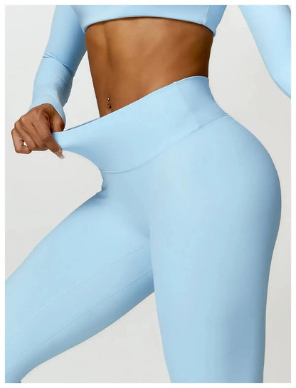 Hearuisavy 2PCS Long Sleeve Gym Set Women Yoga Clothes Quick-Drying Sportswear Running Leggings Workout Sports Crop Top Women dermacollagene.com