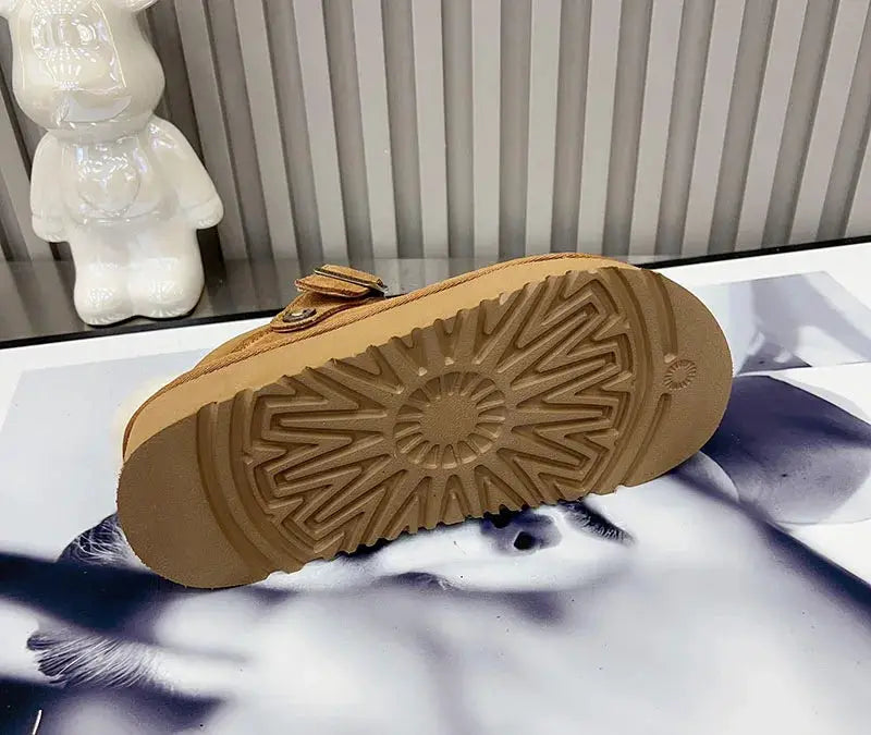 New Luxury Winter Women's Mules Slippers Plush Fashion Retro Bean Shoes Cotton Ladies Thick Sole Slippers Platform Woman Boots dermacollagene.com