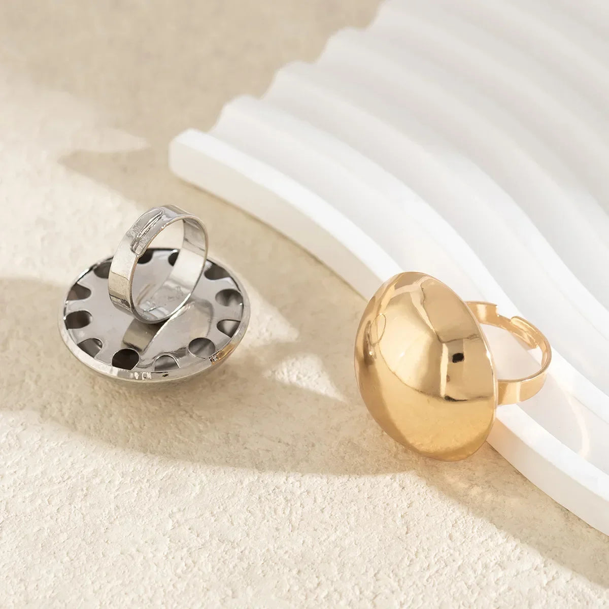Irregular Chunky Big Geometric Gold Silver Color Rings for Women Men Personality Elastic Rope Connection Finger Rings dermacollagene.com