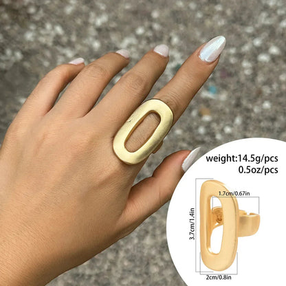 Irregular Chunky Big Geometric Gold Silver Color Rings for Women Men Personality Elastic Rope Connection Finger Rings dermacollagene.com