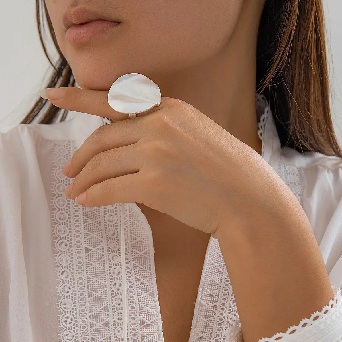 Irregular Chunky Big Geometric Gold Silver Color Rings for Women Men Personality Elastic Rope Connection Finger Rings dermacollagene.com