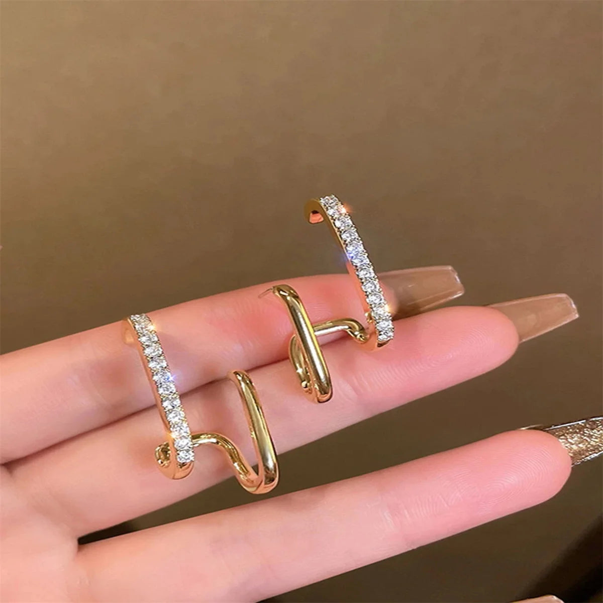 New Design Irregular U-shaped Gold Color Earrings for Women Korean Luxury Crystal Earring Girl Wedding Party Jewelry Accessories dermacollagene.com