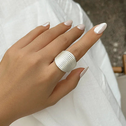 Irregular Chunky Big Geometric Gold Silver Color Rings for Women Men Personality Elastic Rope Connection Finger Rings dermacollagene.com