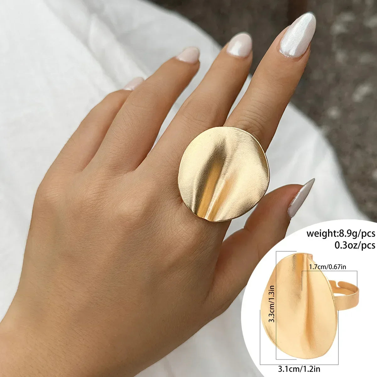 Irregular Chunky Big Geometric Gold Silver Color Rings for Women Men Personality Elastic Rope Connection Finger Rings dermacollagene.com
