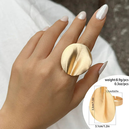 Irregular Chunky Big Geometric Gold Silver Color Rings for Women Men Personality Elastic Rope Connection Finger Rings dermacollagene.com