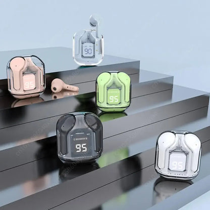 Bluetooth-Compatible Noise Canceling Translucent Earphones with Digital Display Charging Case Small Ear Buds for Sports Working dermacollagene.com