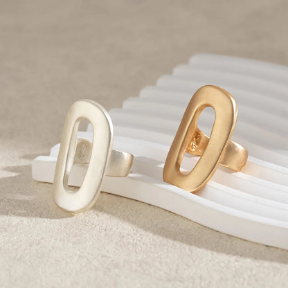 Exaggerated Big Hollow Out Geometric Oval Rings for Women Creative Adjustable Finger Matte Rings Fashion Statement Jewelry Girls dermacollagene.com