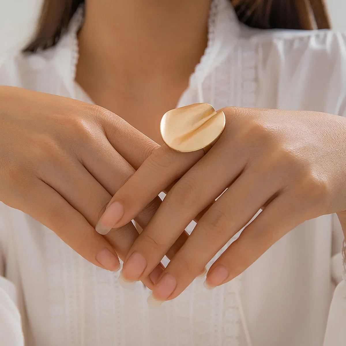Irregular Chunky Big Geometric Gold Silver Color Rings for Women Men Personality Elastic Rope Connection Finger Rings dermacollagene.com